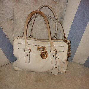 MICHAEL KORS Hamilton White Leather Handbag Tote (AP-1101)